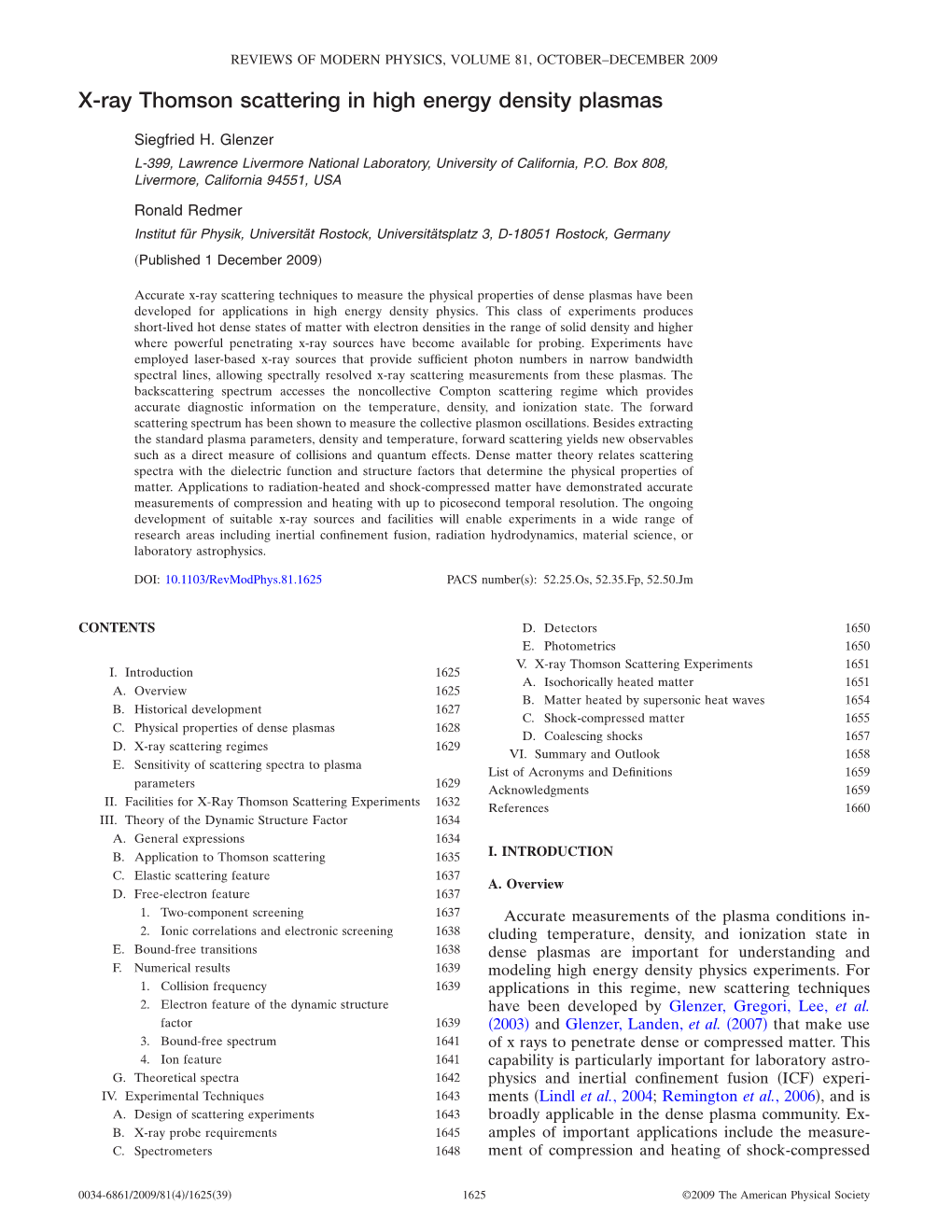 X-Ray Thomson Scattering in High Energy Density Plasmas