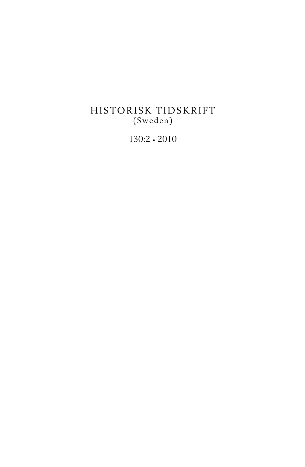 HISTORISK TIDSKRIFT (Sweden)