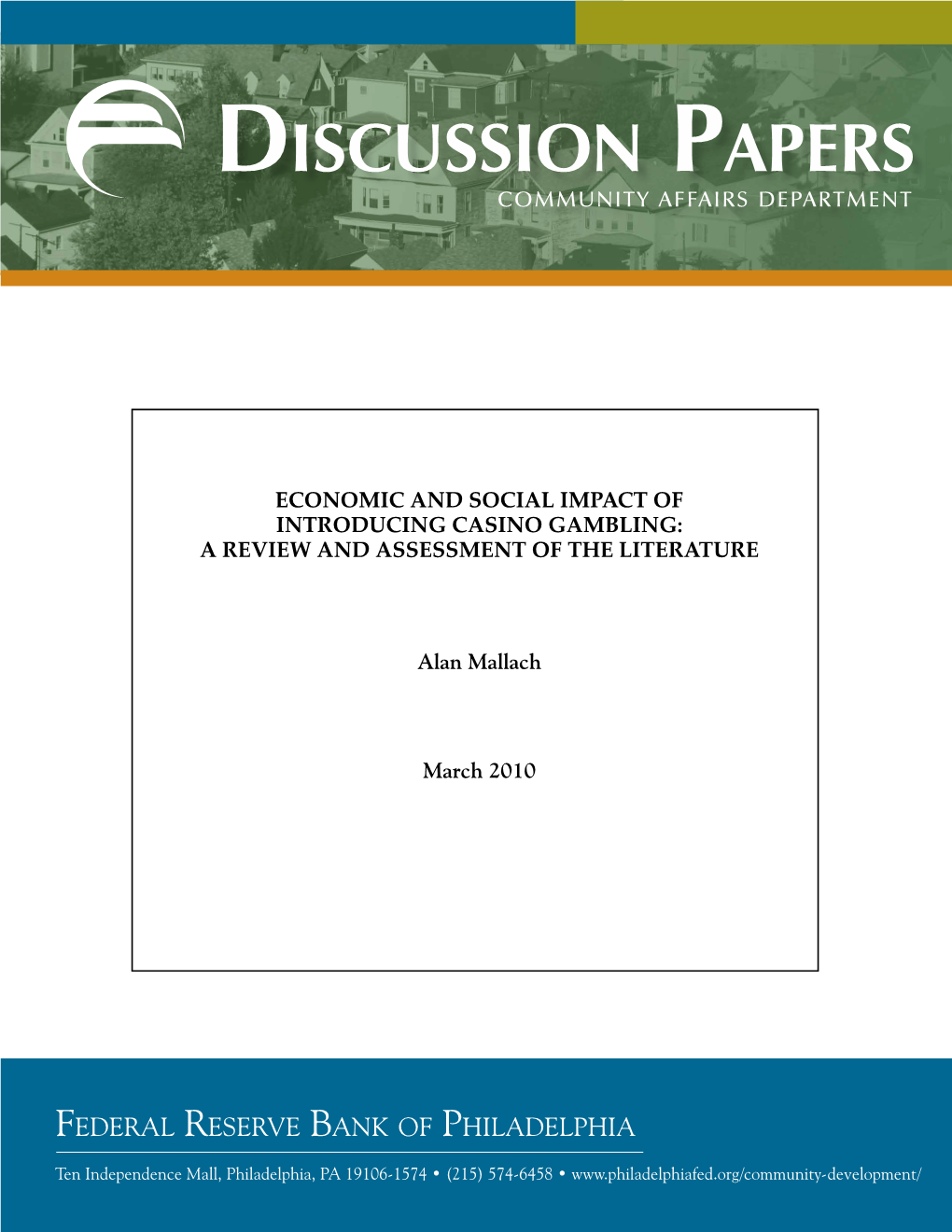 Discussion Papers COMMUNITY AFFAIRS DEPARTMENT