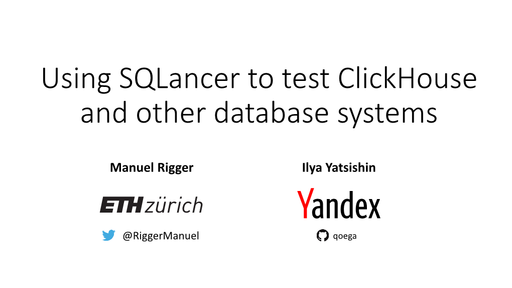 Using Sqlancer to Test Clickhouse and Other Database Systems