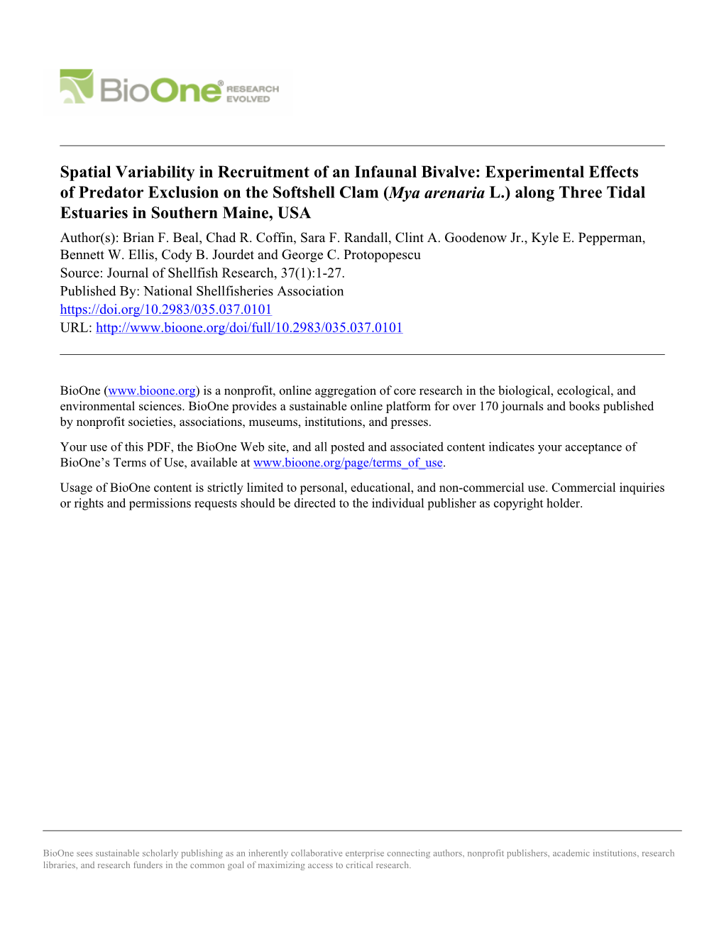 Spatial Variability in Recruitment of an Infaunal Bivalve