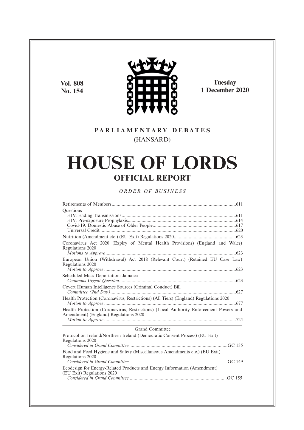 House of Lords Official Report