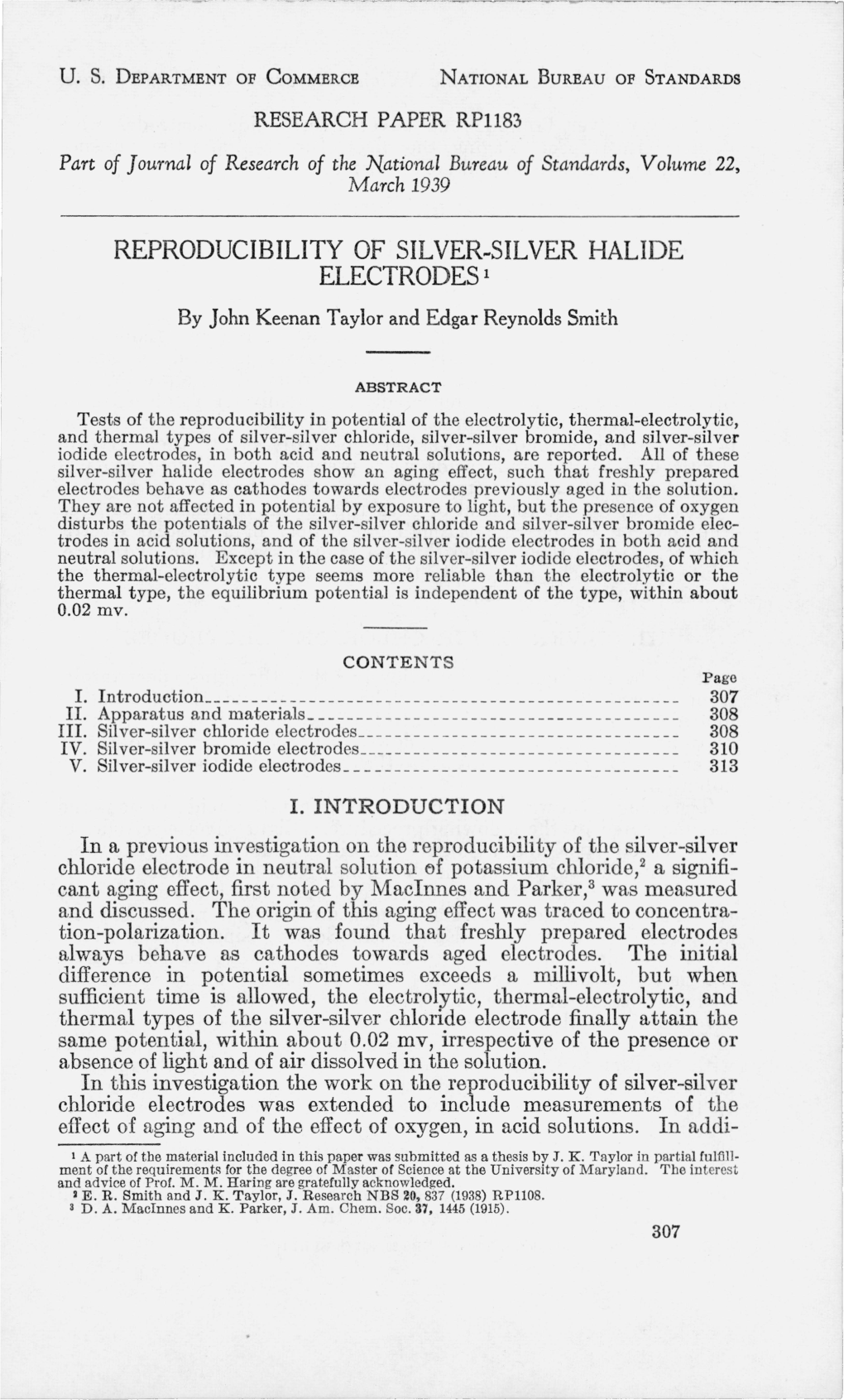 Reproducibility of Silver-Silver Halide Electrodes