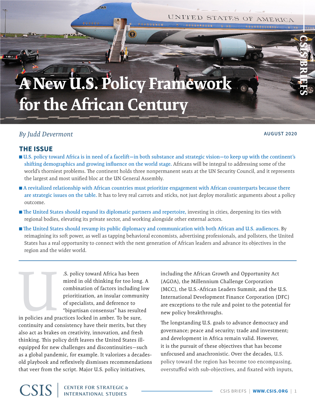 A New U.S. Policy Framework for the African Century