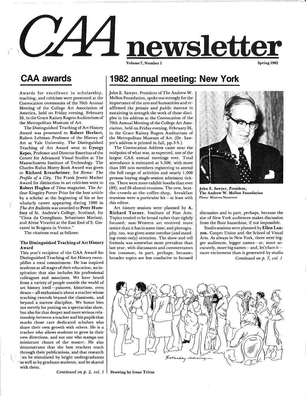 Spring 1982 CAA Newsletter