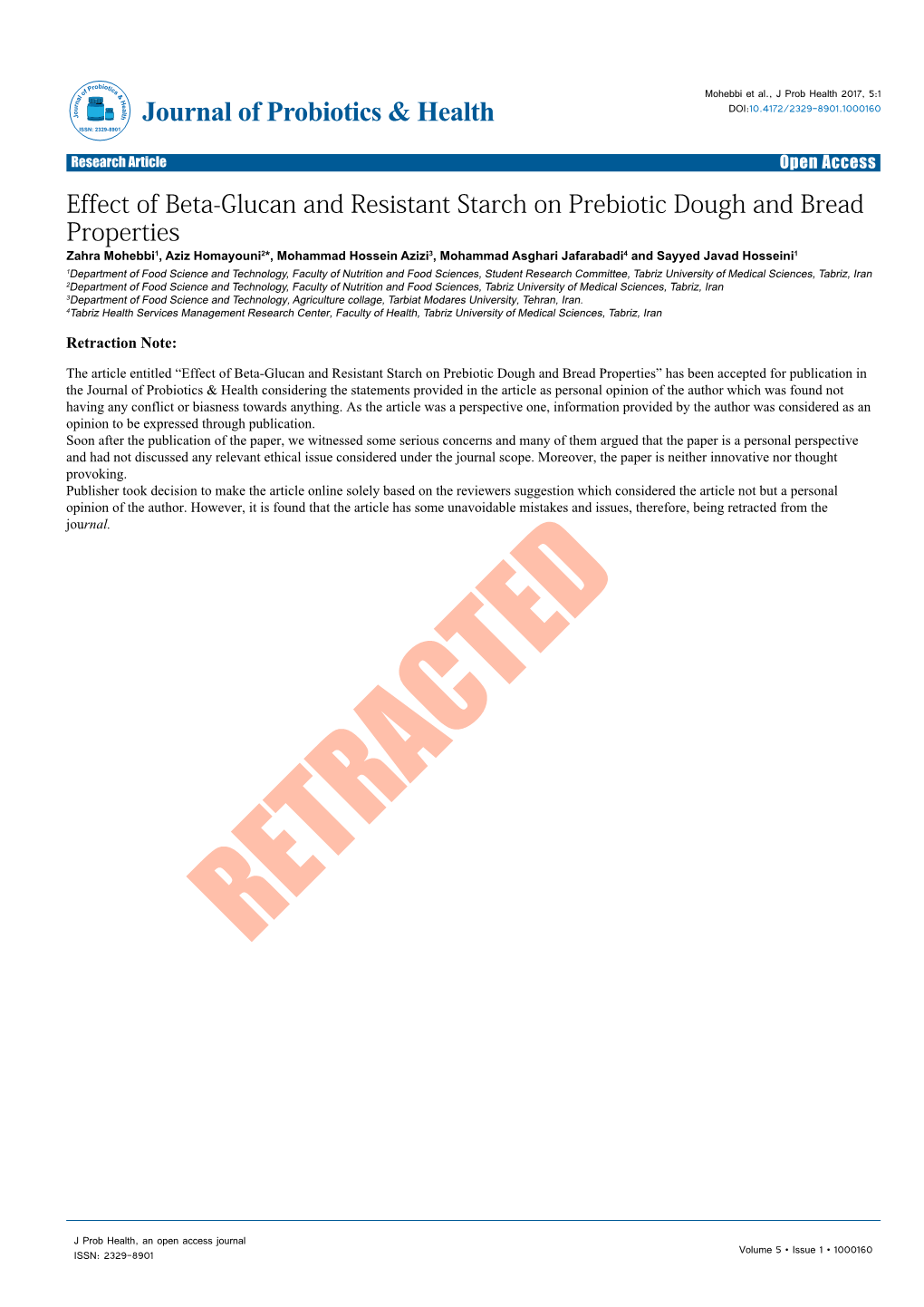 Effect of Beta-Glucan and Resistant Starch on Prebiotic Dough And