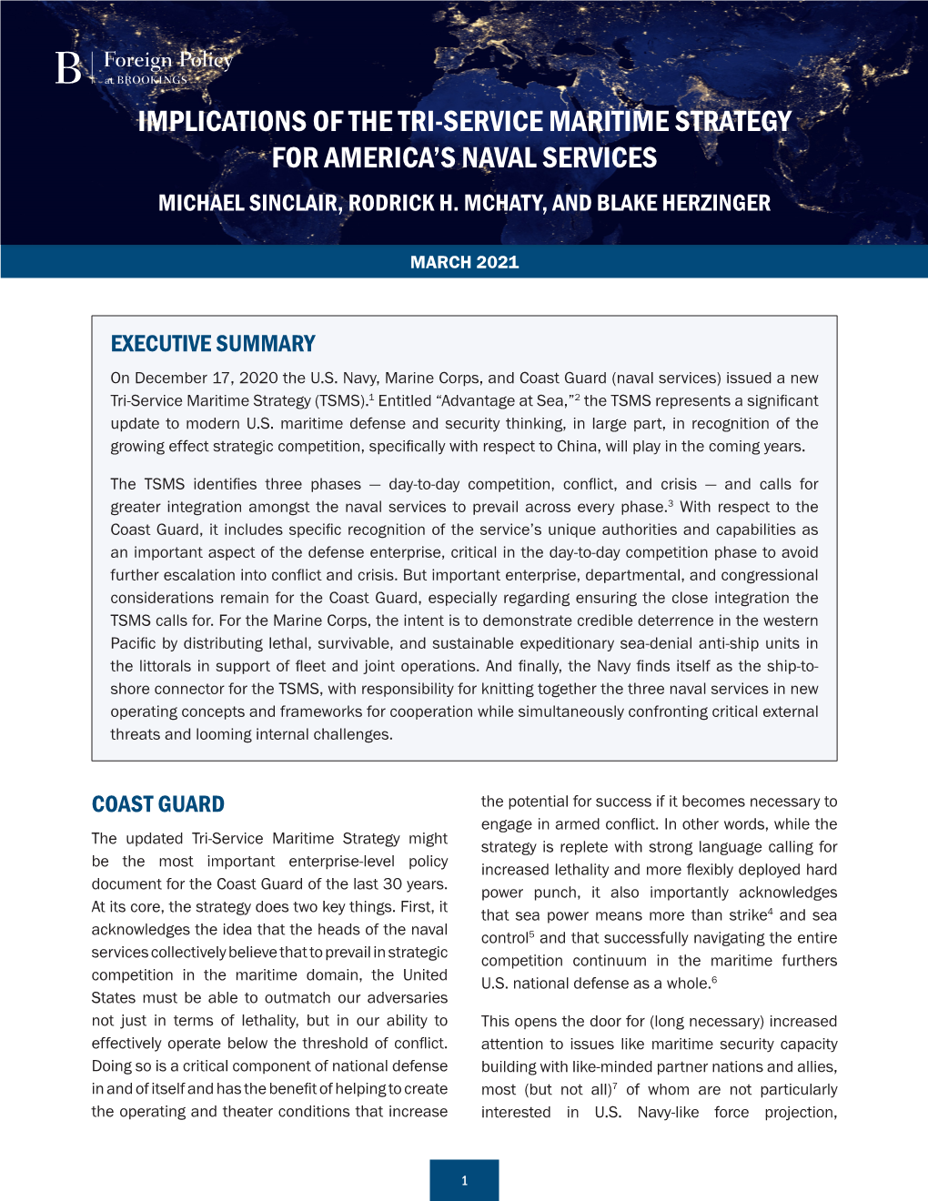 Implications of the Tri-Service Maritime Strategy for America's