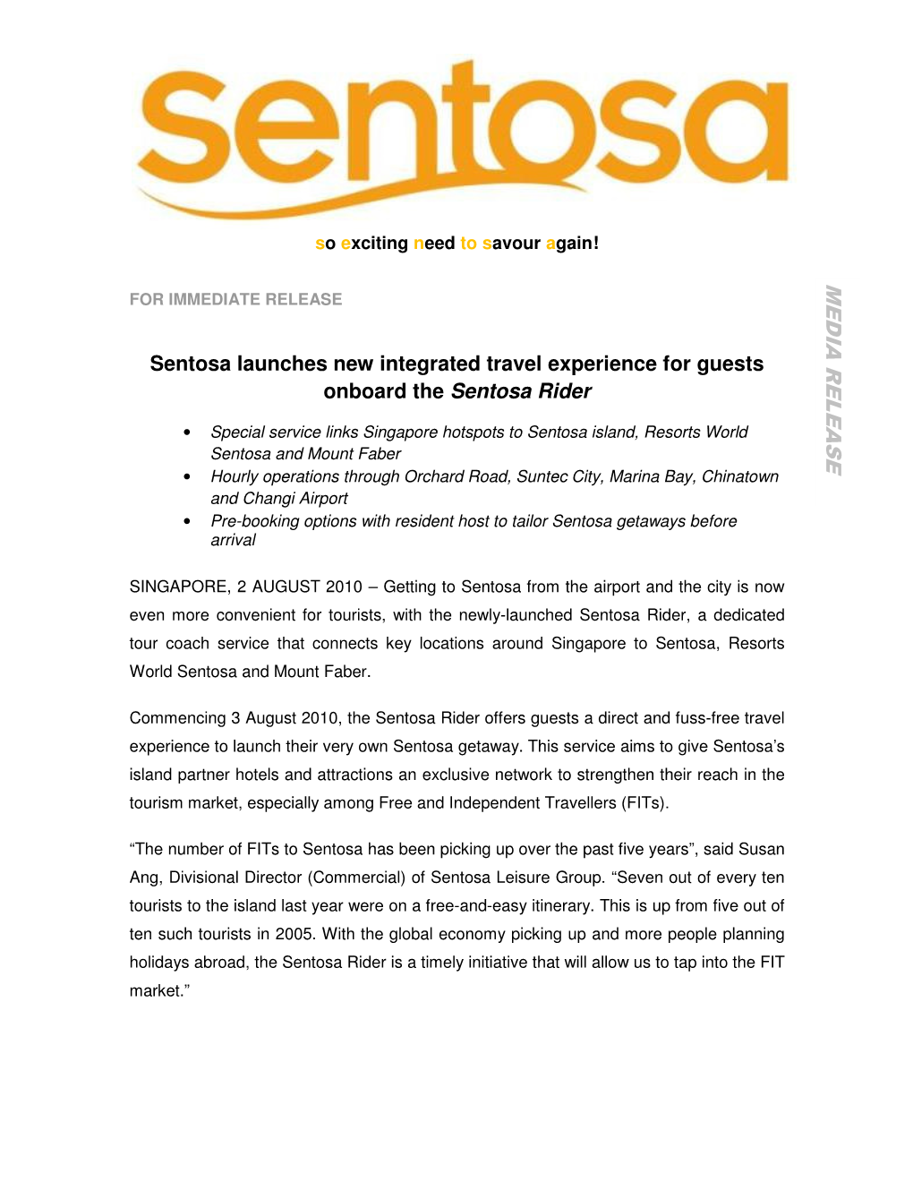 NEWS Sentosa Launches New Integrated Travel Experience For