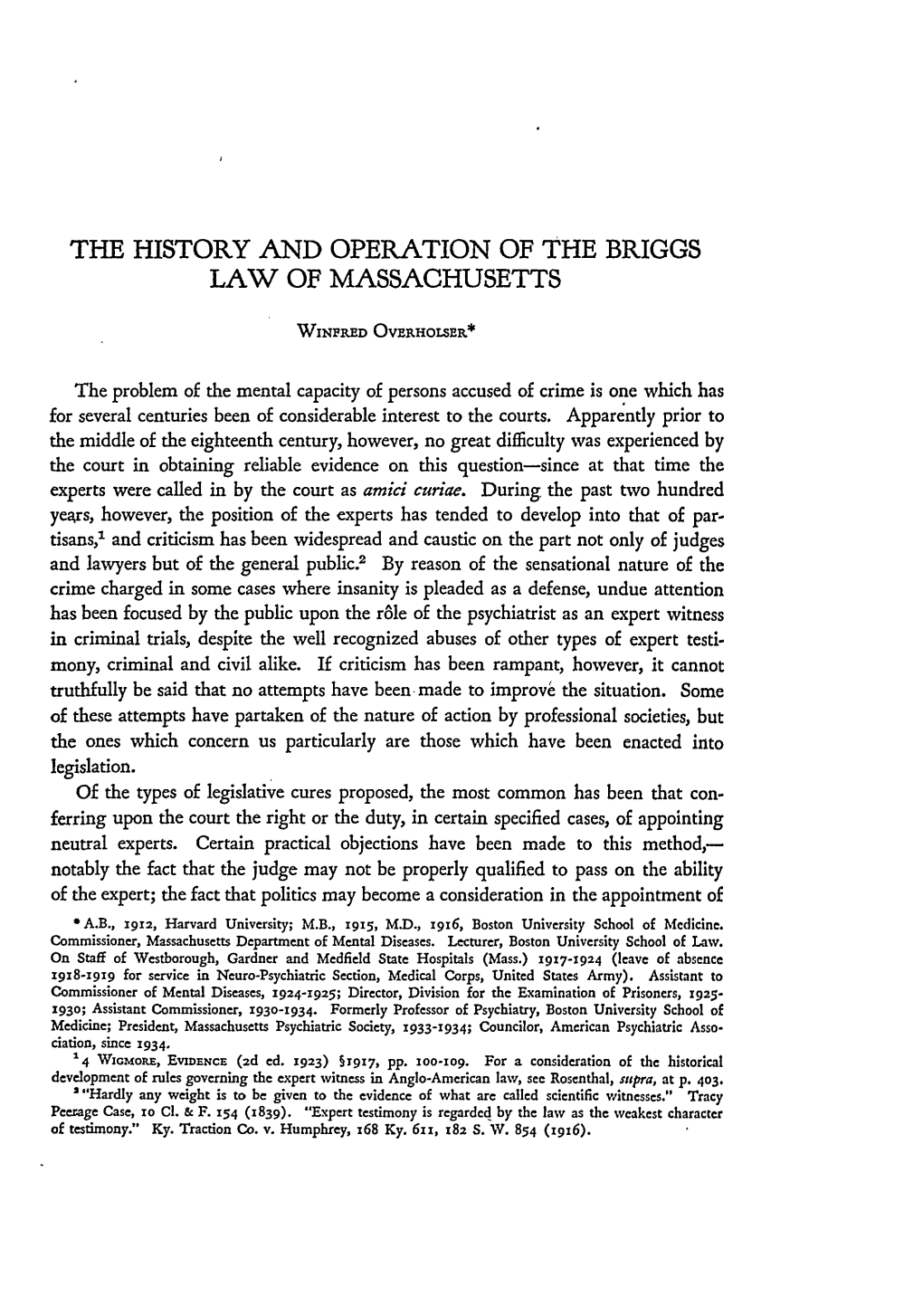 The History and Operation of the Briggs Law of Massachusetts