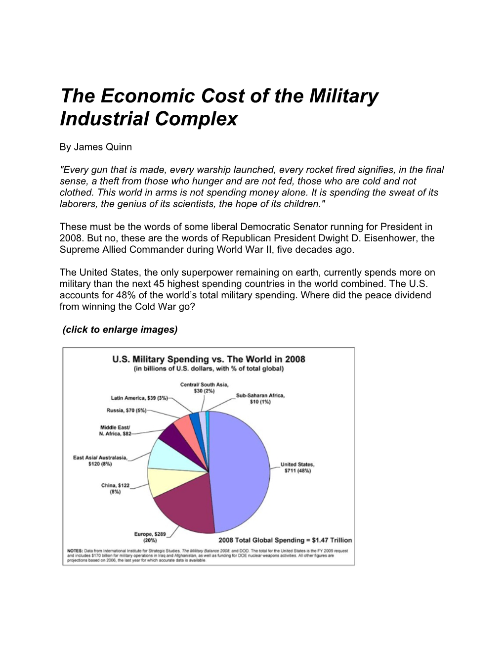 The Economic Cost of the Military Industrial Complex