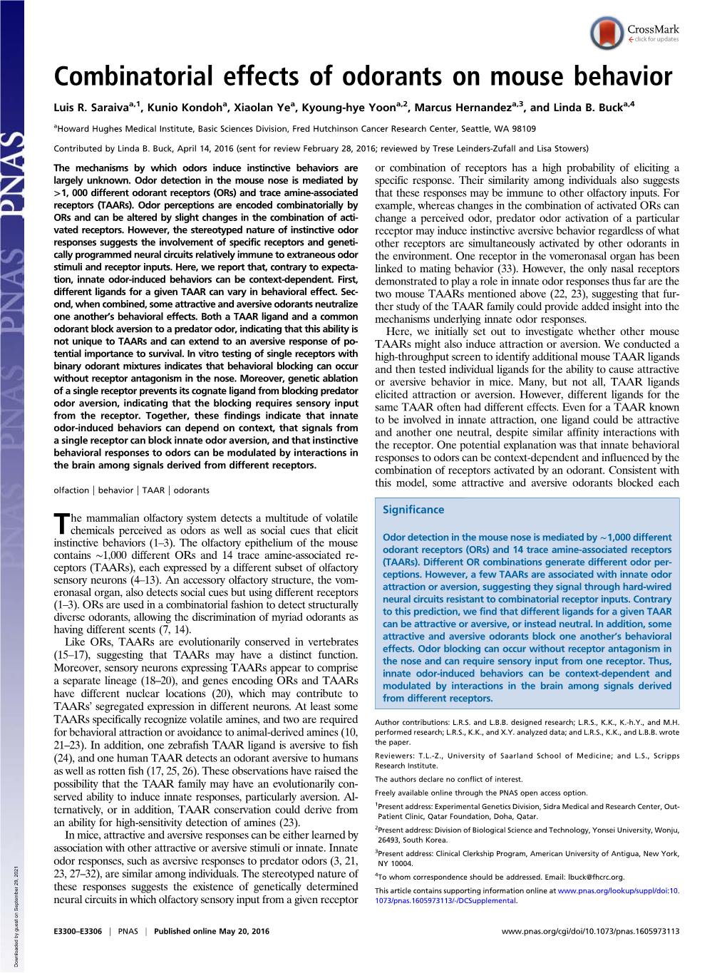 Combinatorial Effects of Odorants on Mouse Behavior