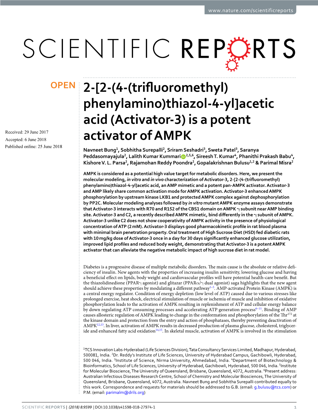 Acetic Acid (Activator-3) Is a Potent Activator of AMPK