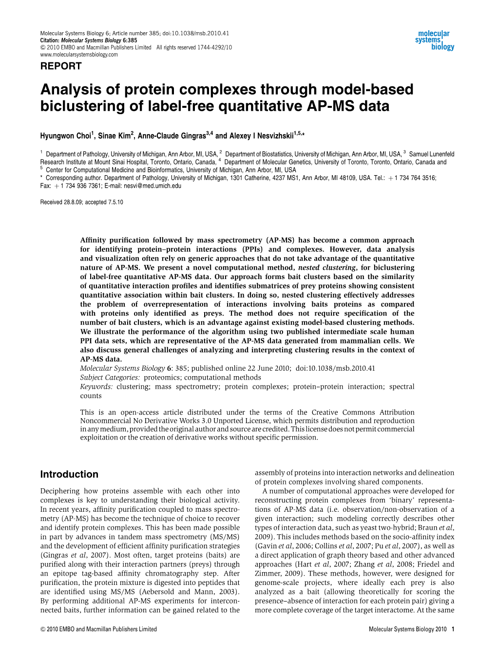 Analysis of Protein Complexes Through Model-Based Biclustering of Label-Free Quantitative AP-MS Data