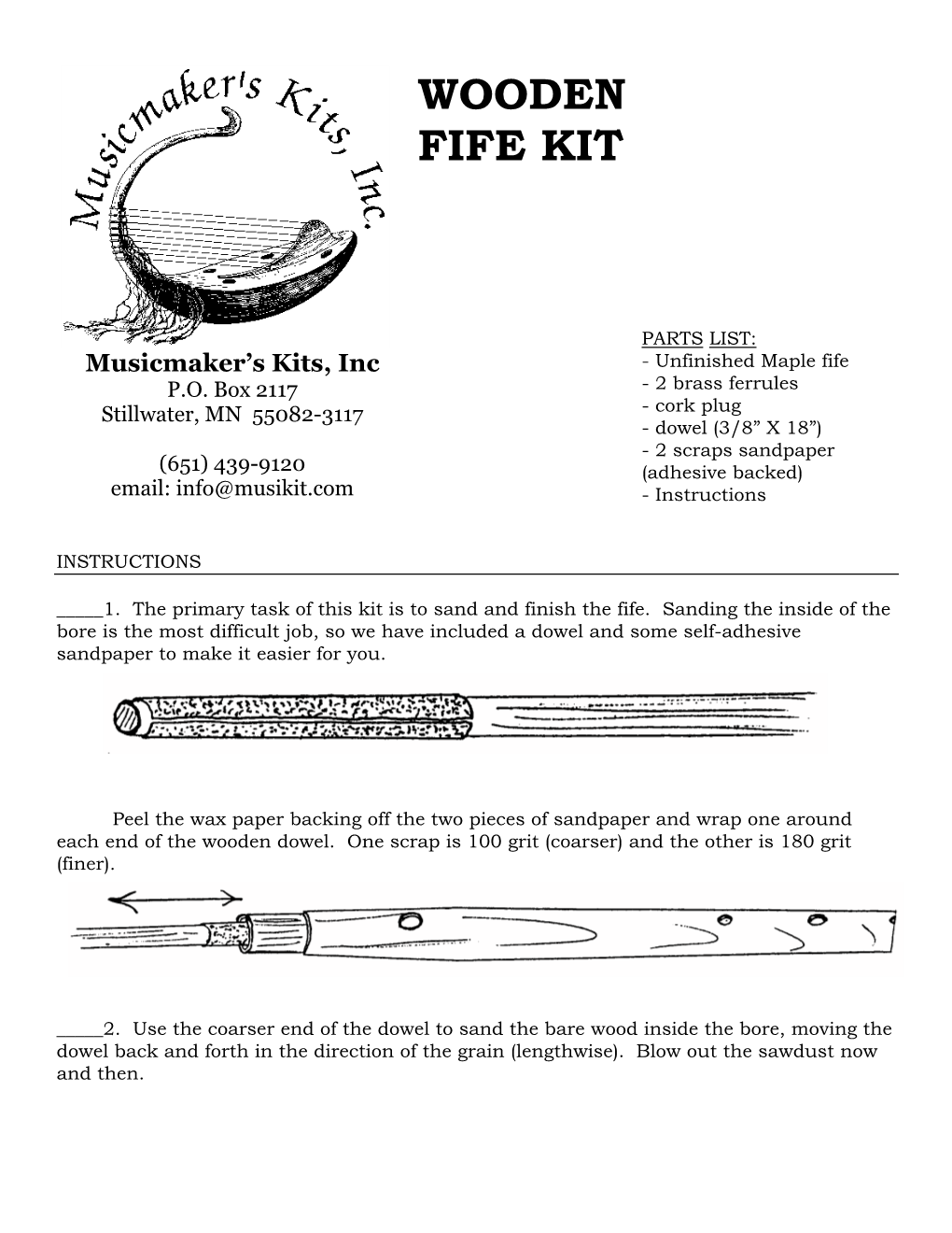 Wooden Fife Kit