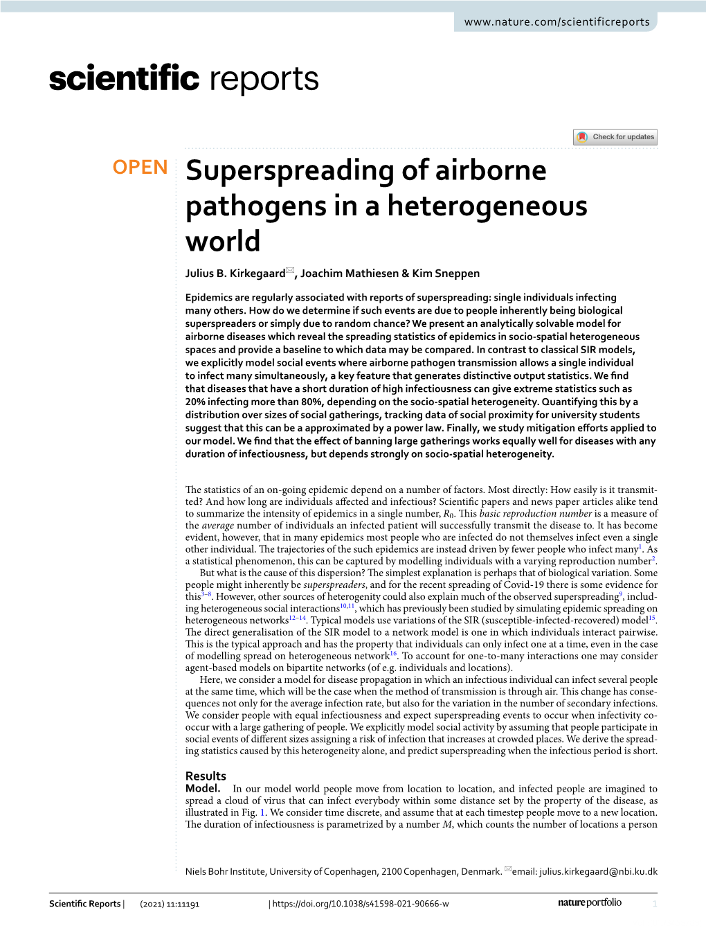 Superspreading of Airborne Pathogens in a Heterogeneous World Julius B