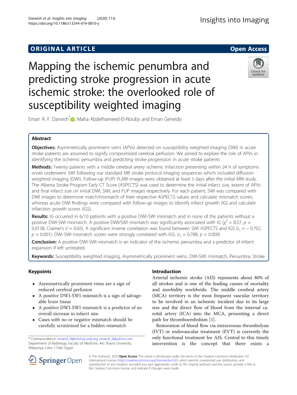 The Overlooked Role of Susceptibility Weighted Imaging Eman A