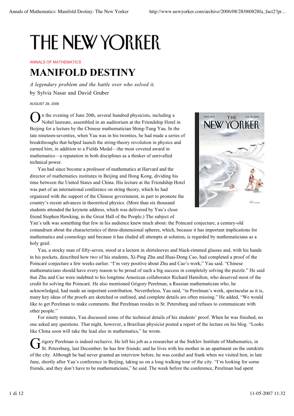 Manifold Destiny: the New Yorker