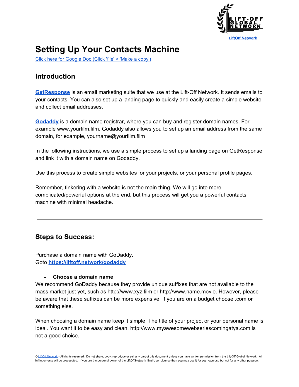 Setting up Your Contacts Machine Click Here for Google Doc (Click 'File' > 'Make a Copy')
