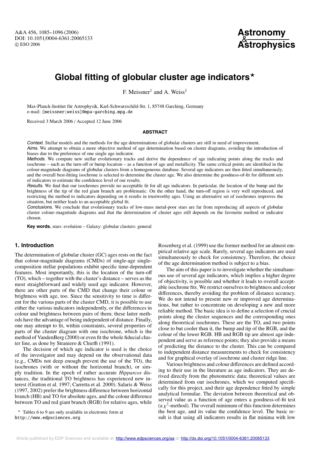 Global Fitting of Globular Cluster Age Indicators