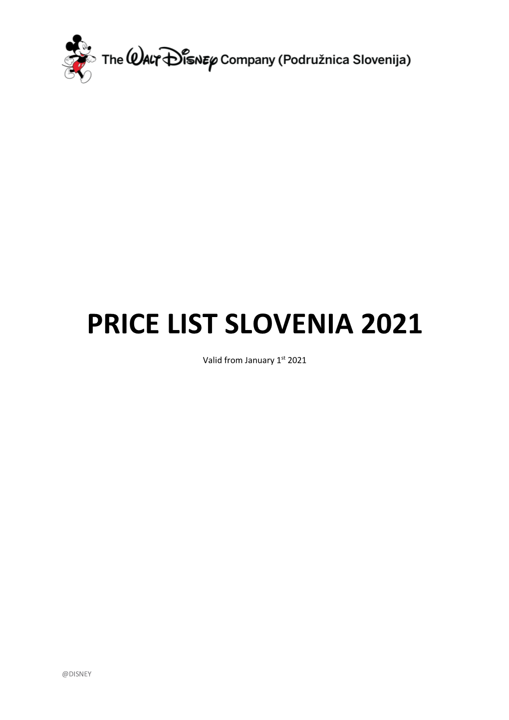 Price List Slovenia 2021