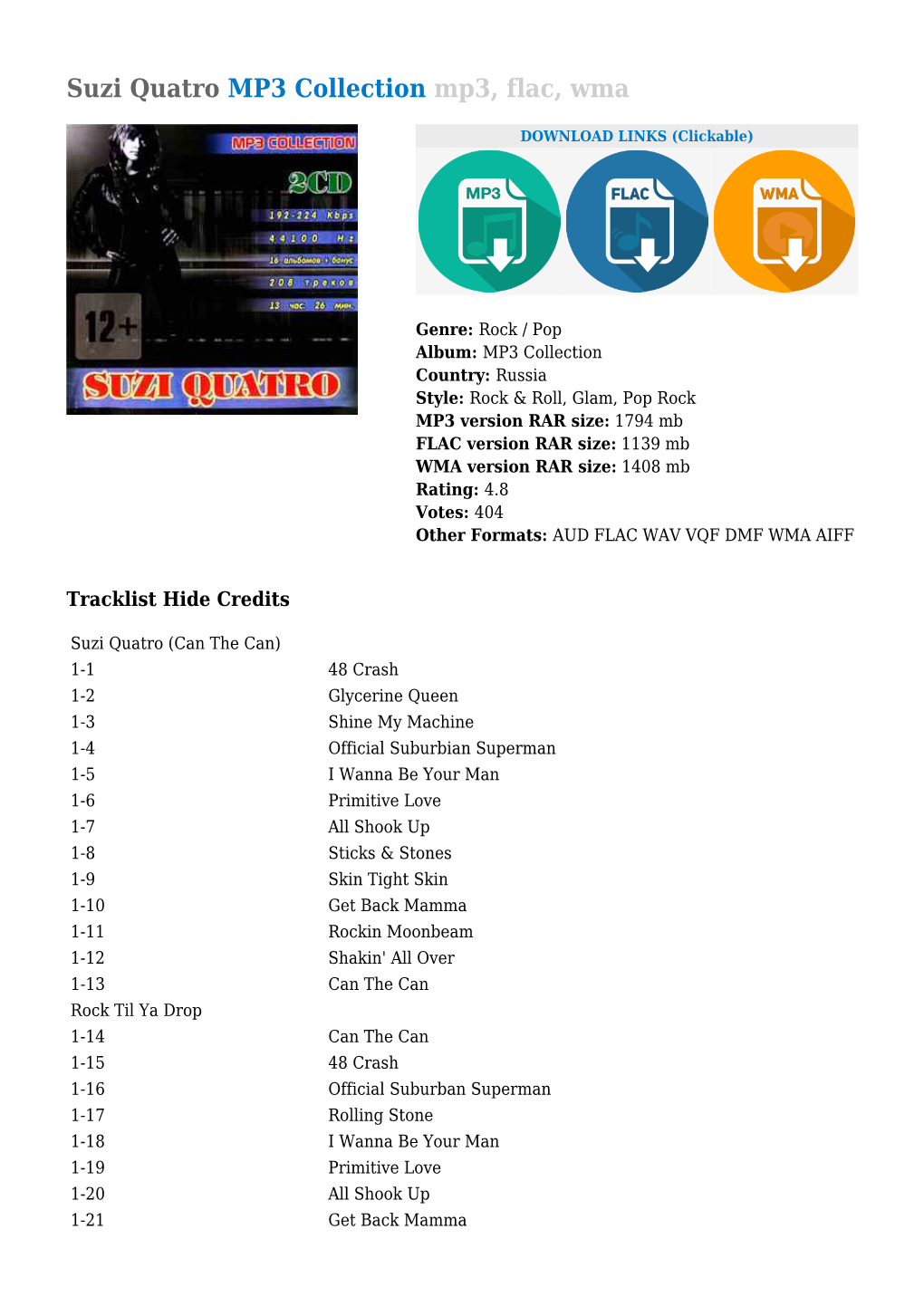 Suzi Quatro MP3 Collection Mp3, Flac, Wma