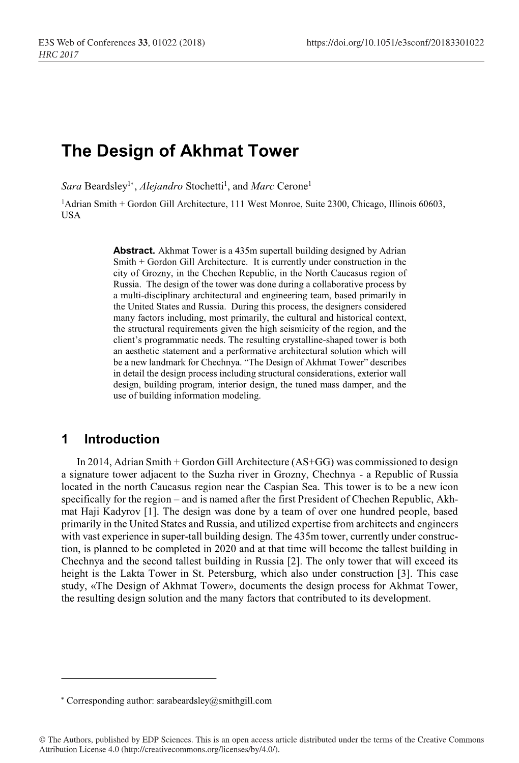 The Design of Akhmat Tower