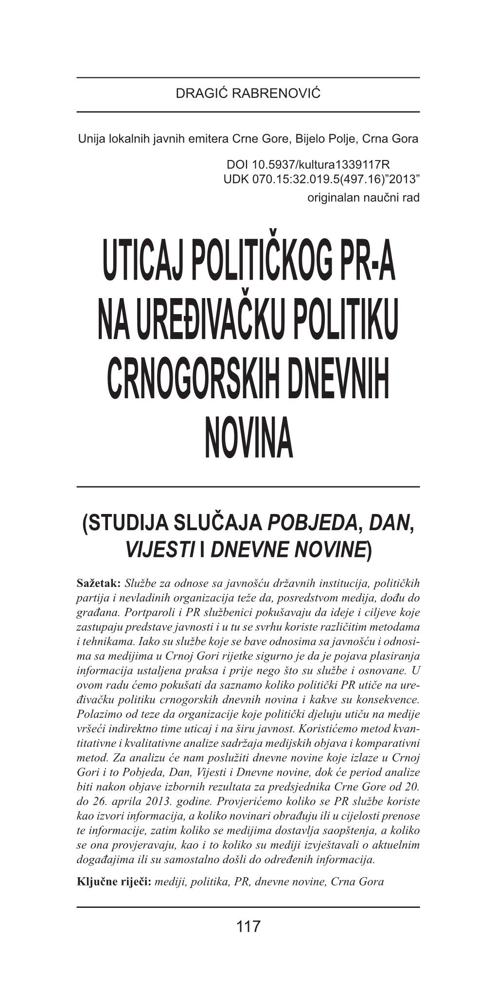 Uti Caj Po Li Tič Kog Pr-A Na Ure Đi Vač Ku Po Li Ti Ku Crno