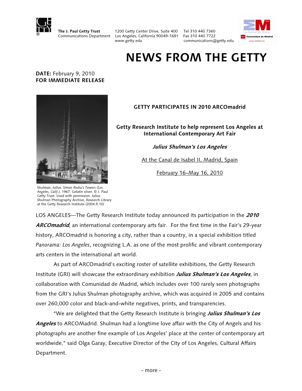 News from the Getty