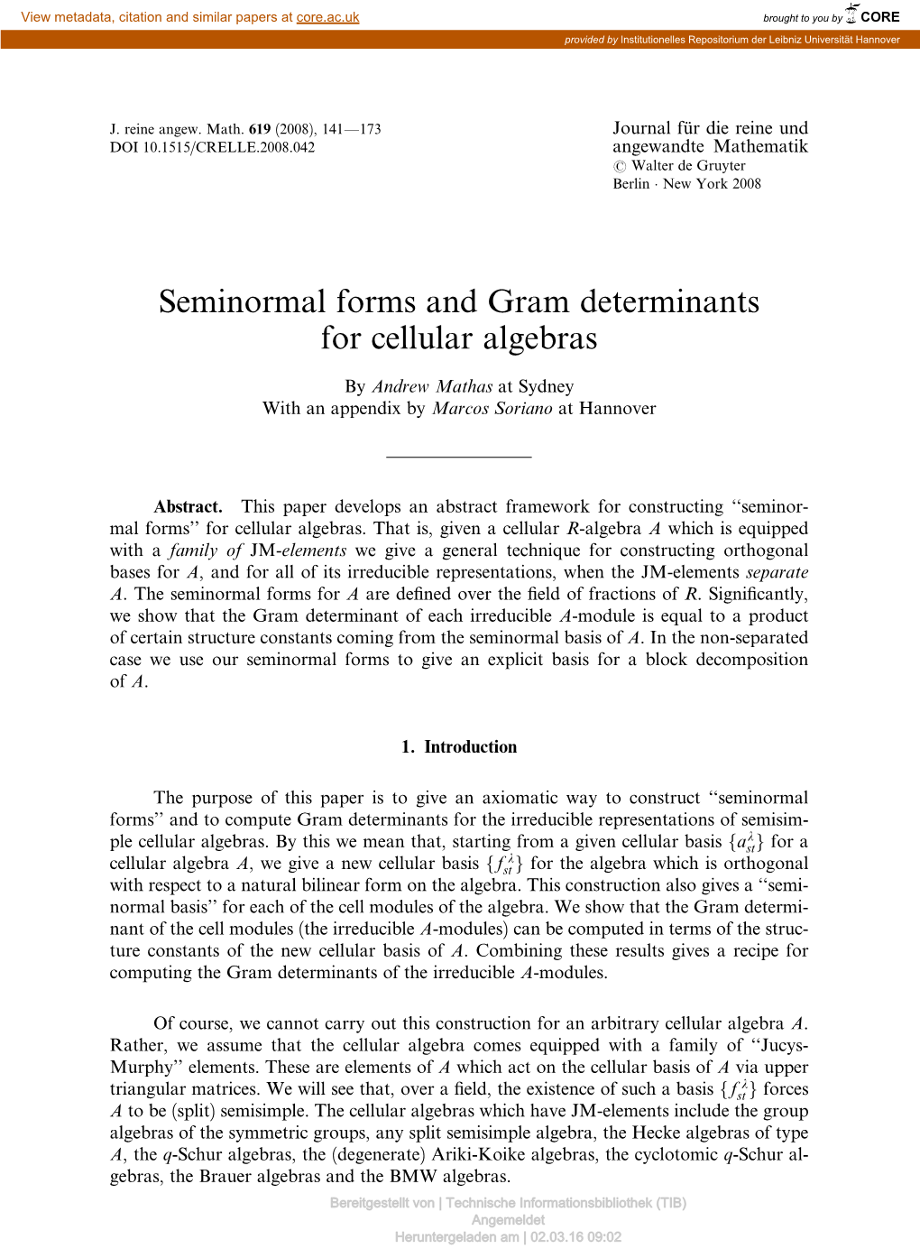 Seminormal Forms and Gram Determinants for Cellular Algebras