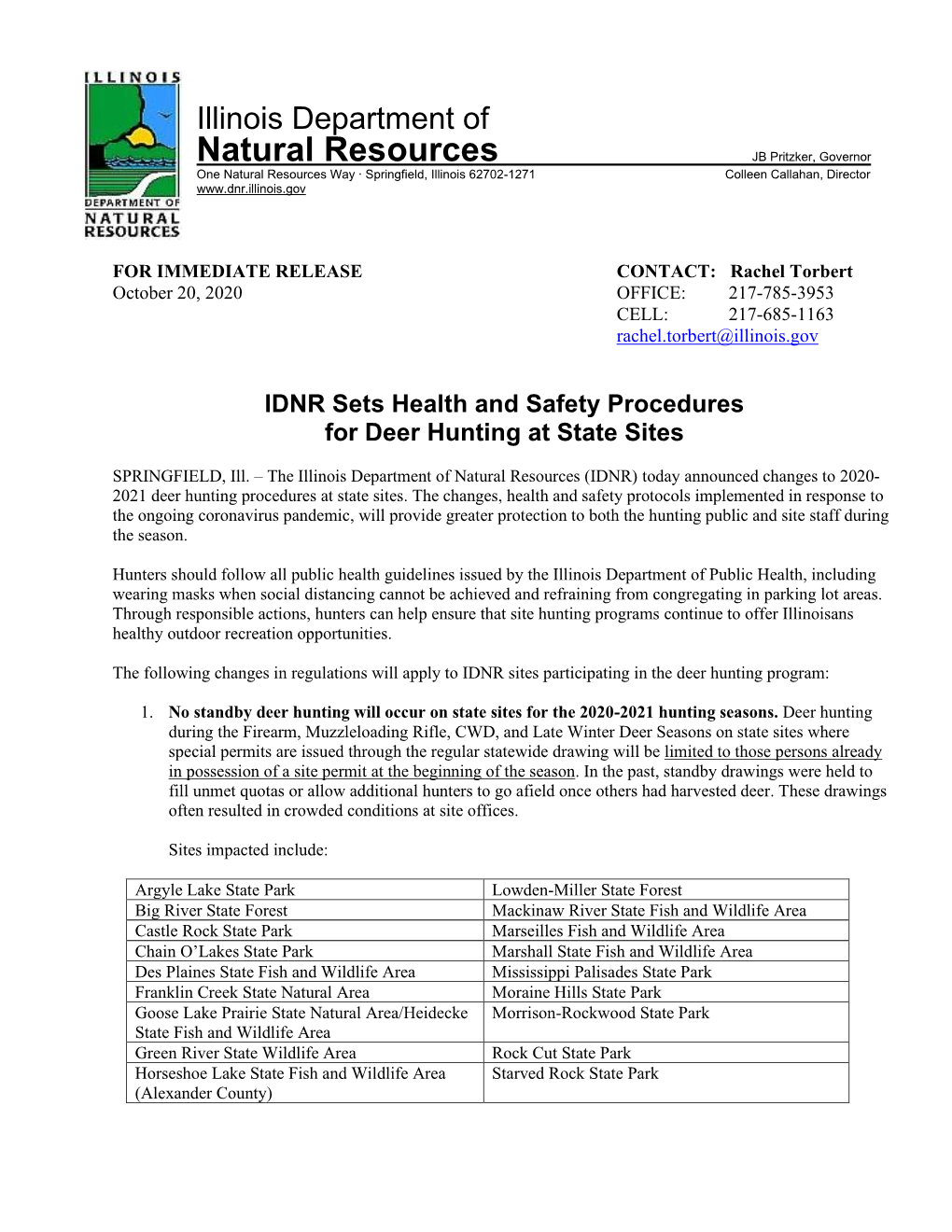 IDNR Sets Health and Safety Procedures for Deer Hunting at State Sites