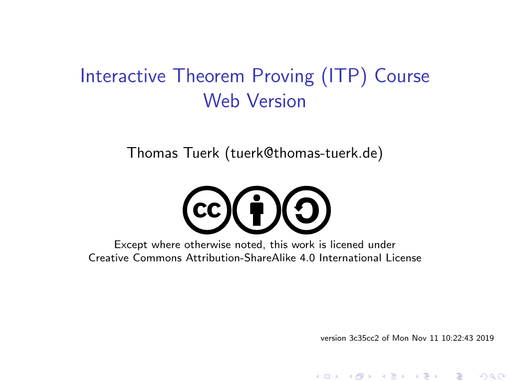 Interactive Theorem Proving (ITP) Course Web Version