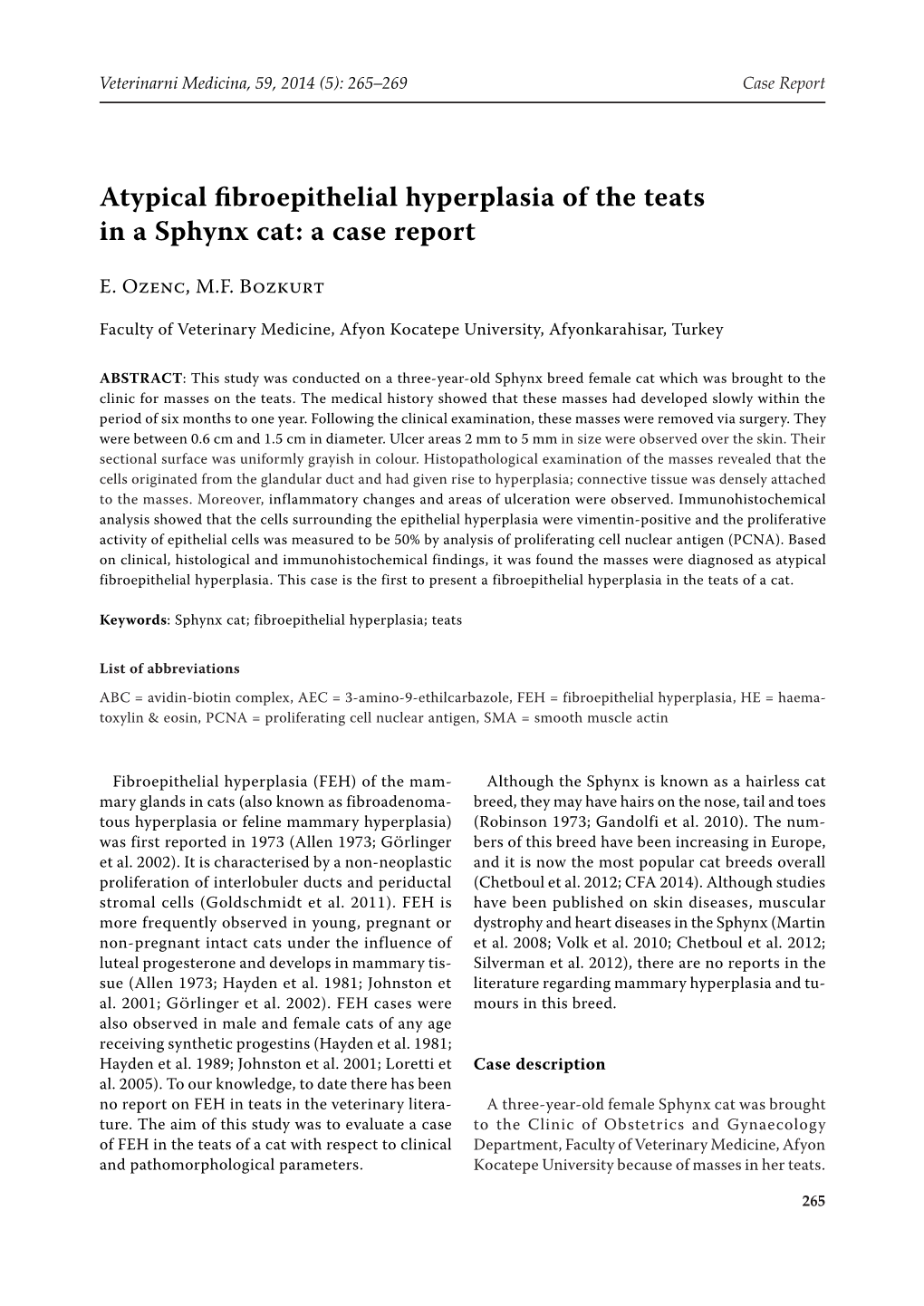 Atypical Fibroepithelial Hyperplasia of the Teats in a Sphynx Cat: a Case Report