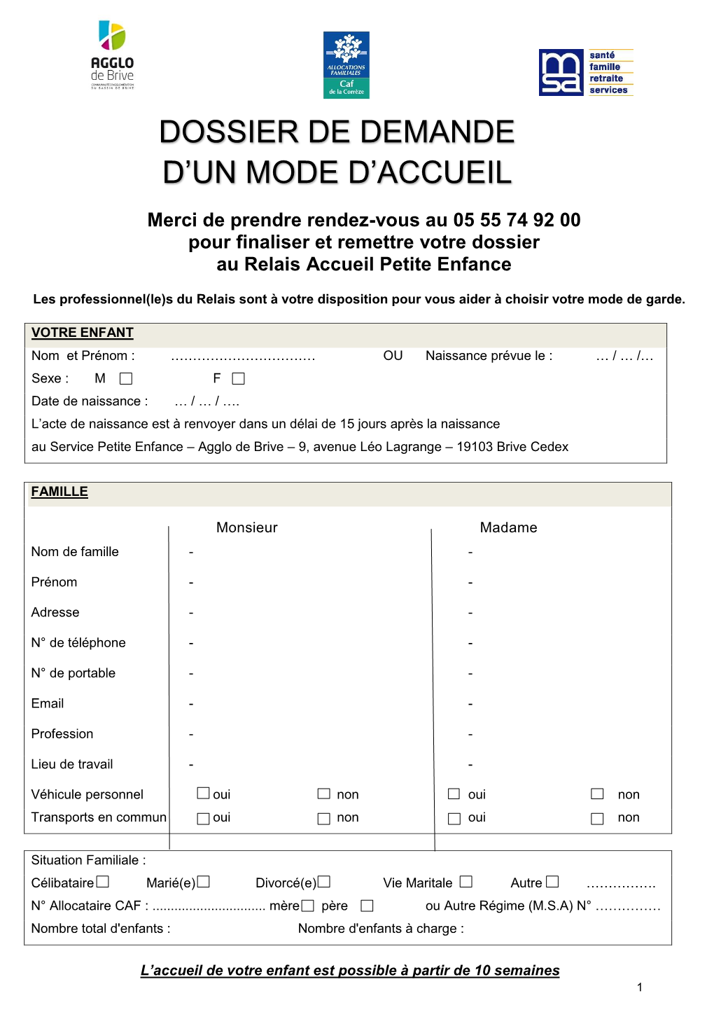 Dossier De Demande D'un Mode D'accueil