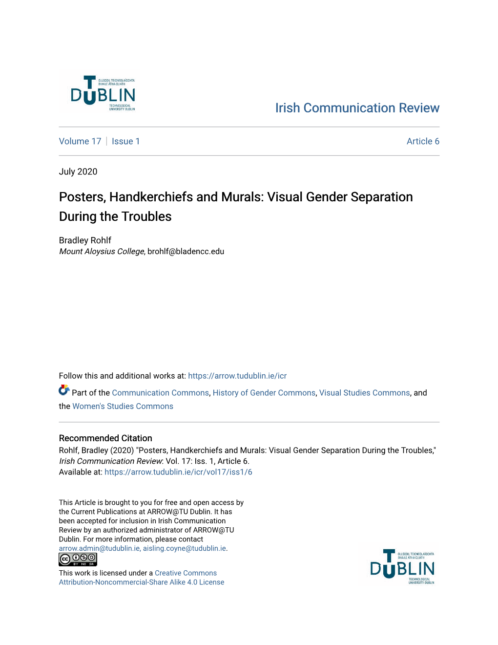 Visual Gender Separation During the Troubles