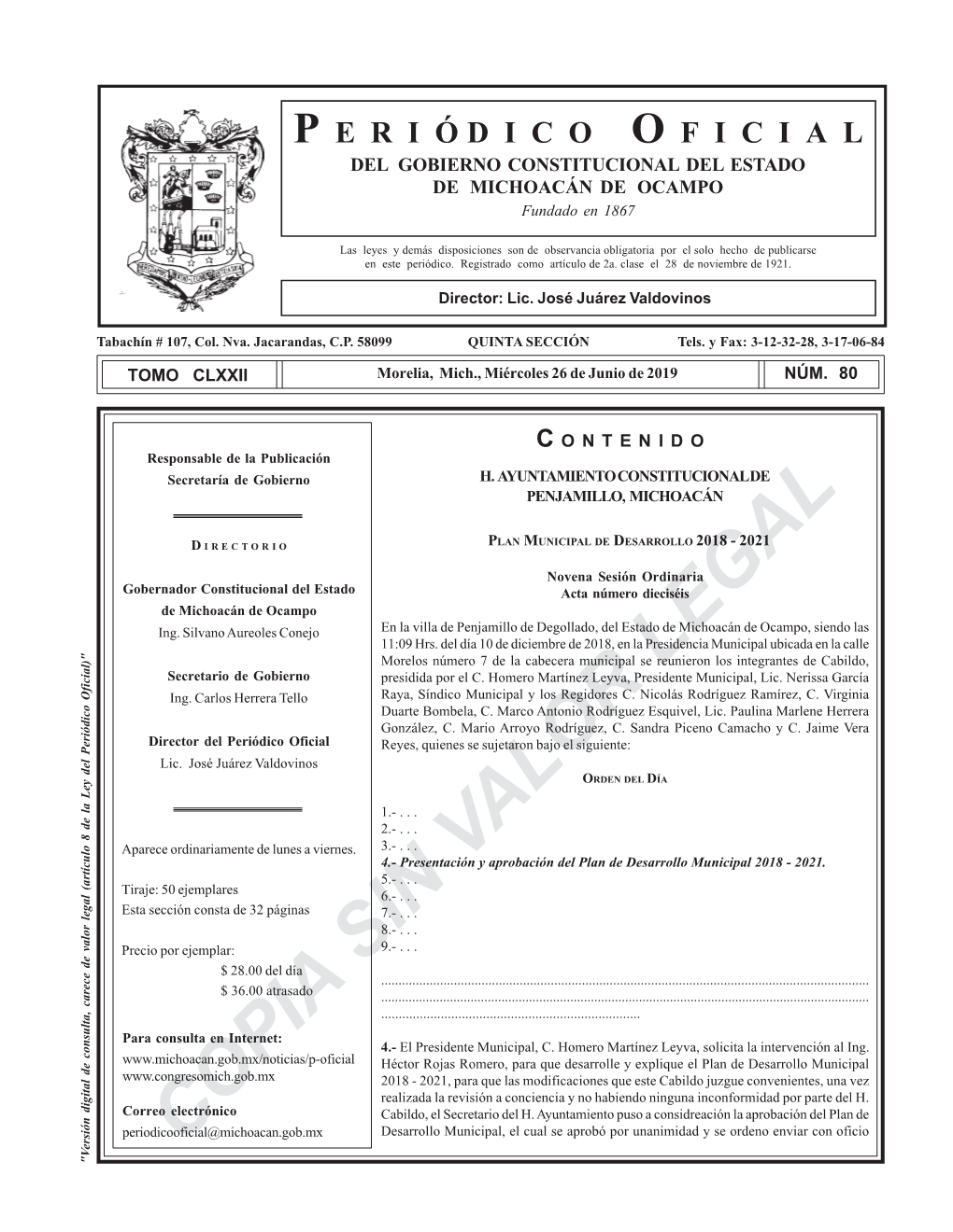 Periódico Oficial Reyes, Quienes Se Sujetaron Bajo El Siguiente: Lic