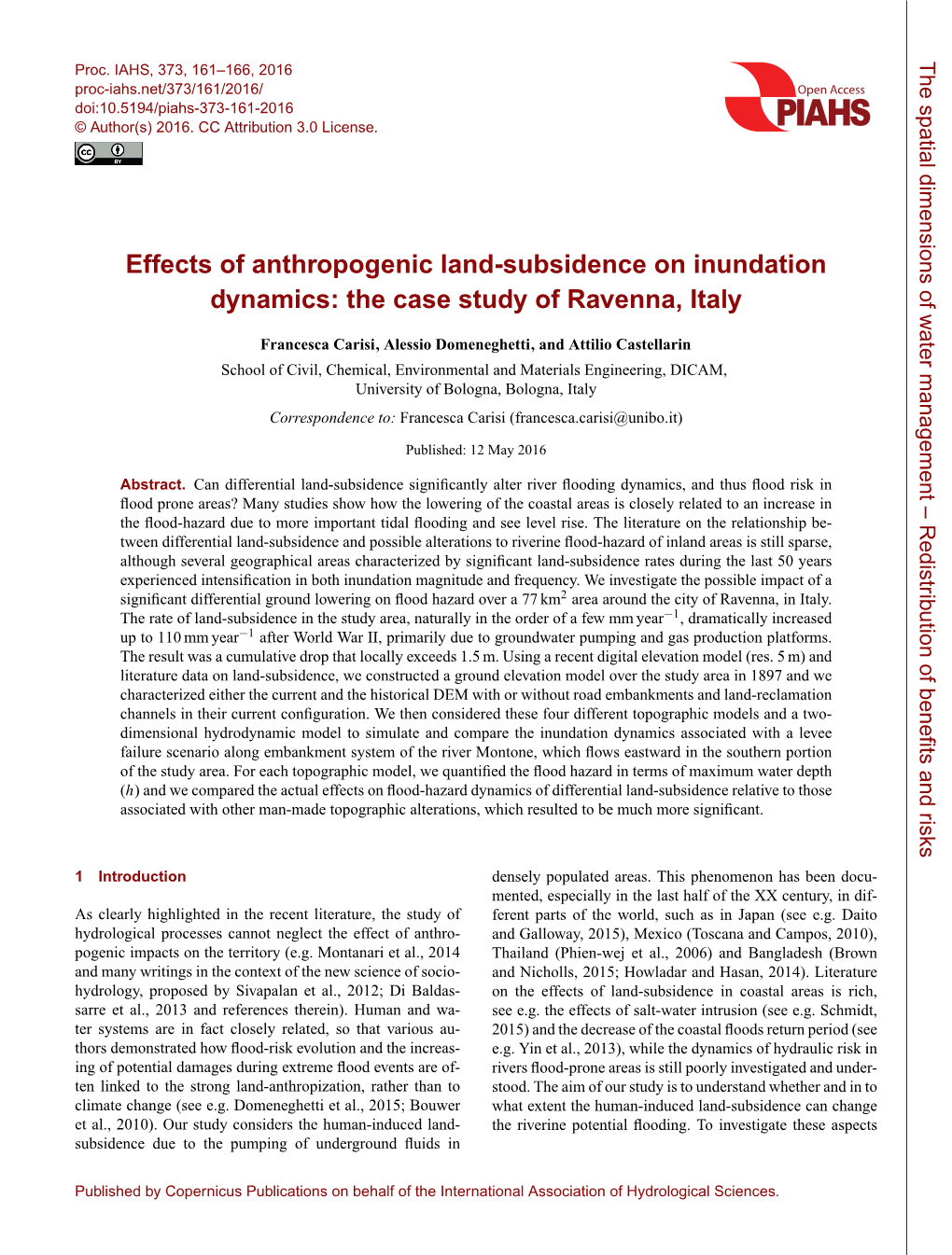 Effects of Anthropogenic Land-Subsidence on Inundation Dynamics: the Case Study of Ravenna, Italy