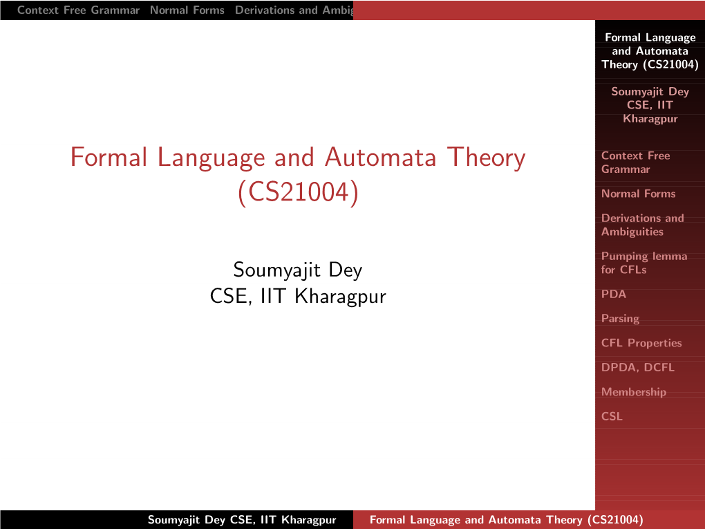 Formal Language and Automata Theory (CS21004)