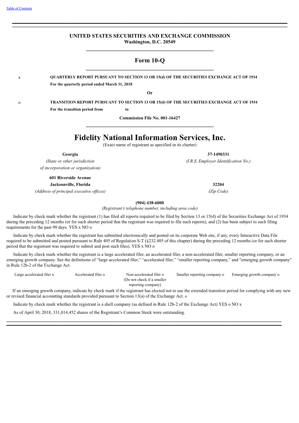 Fidelity National Information Services, Inc. (Exact Name of Registrant As Specified in Its Charter)