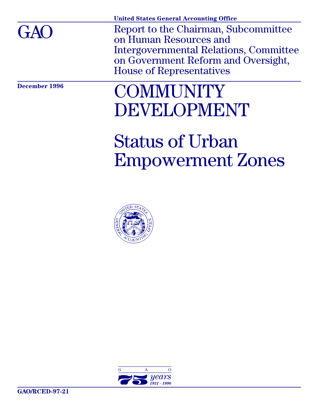 COMMUNITY DEVELOPMENT: Status of Urban Empowerment Zones