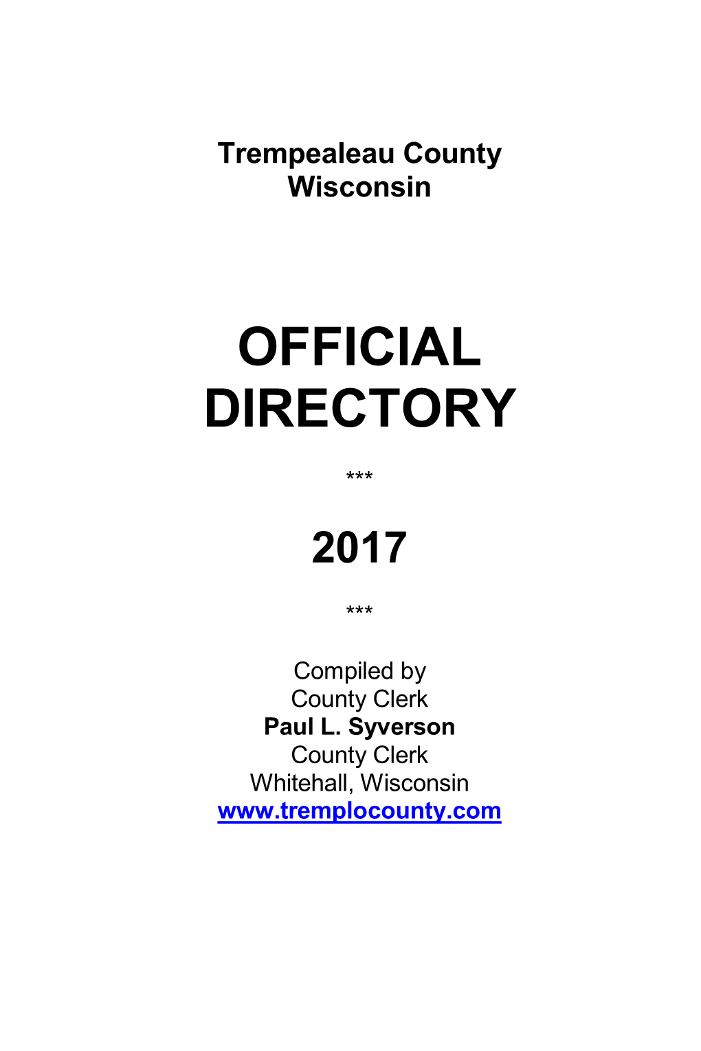 2017 Trempealeau County Official Directory