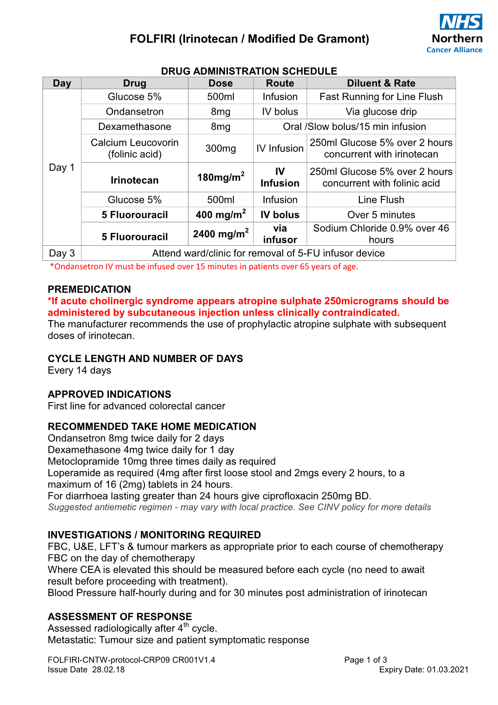 FOLFIRI (Irinotecan / Modified De Gramont)