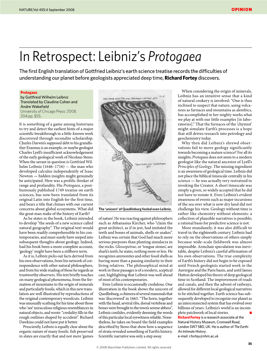 In Retrospect: Leibniz's Protogaea