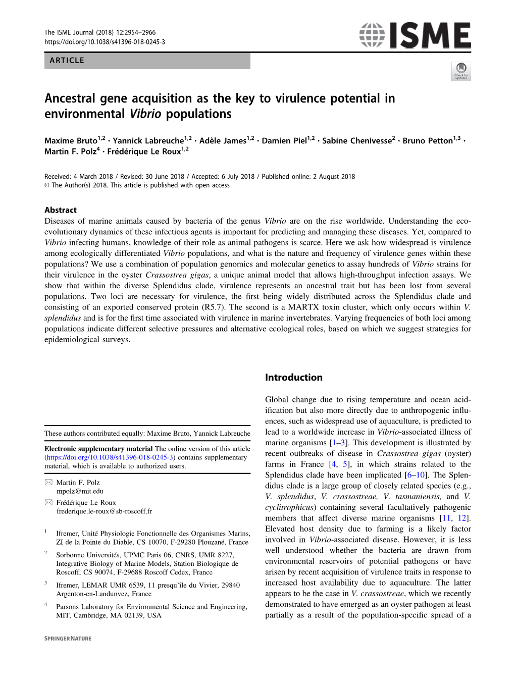 Ancestral Gene Acquisition As the Key to Virulence Potential in Environmental Vibrio Populations