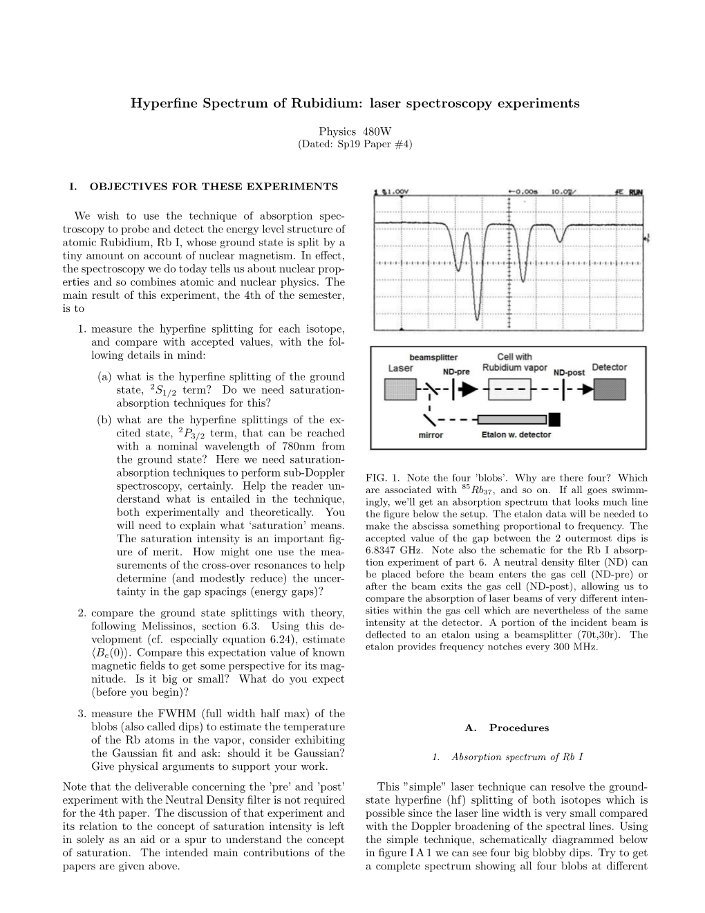 Laser Spectroscopy Experiments