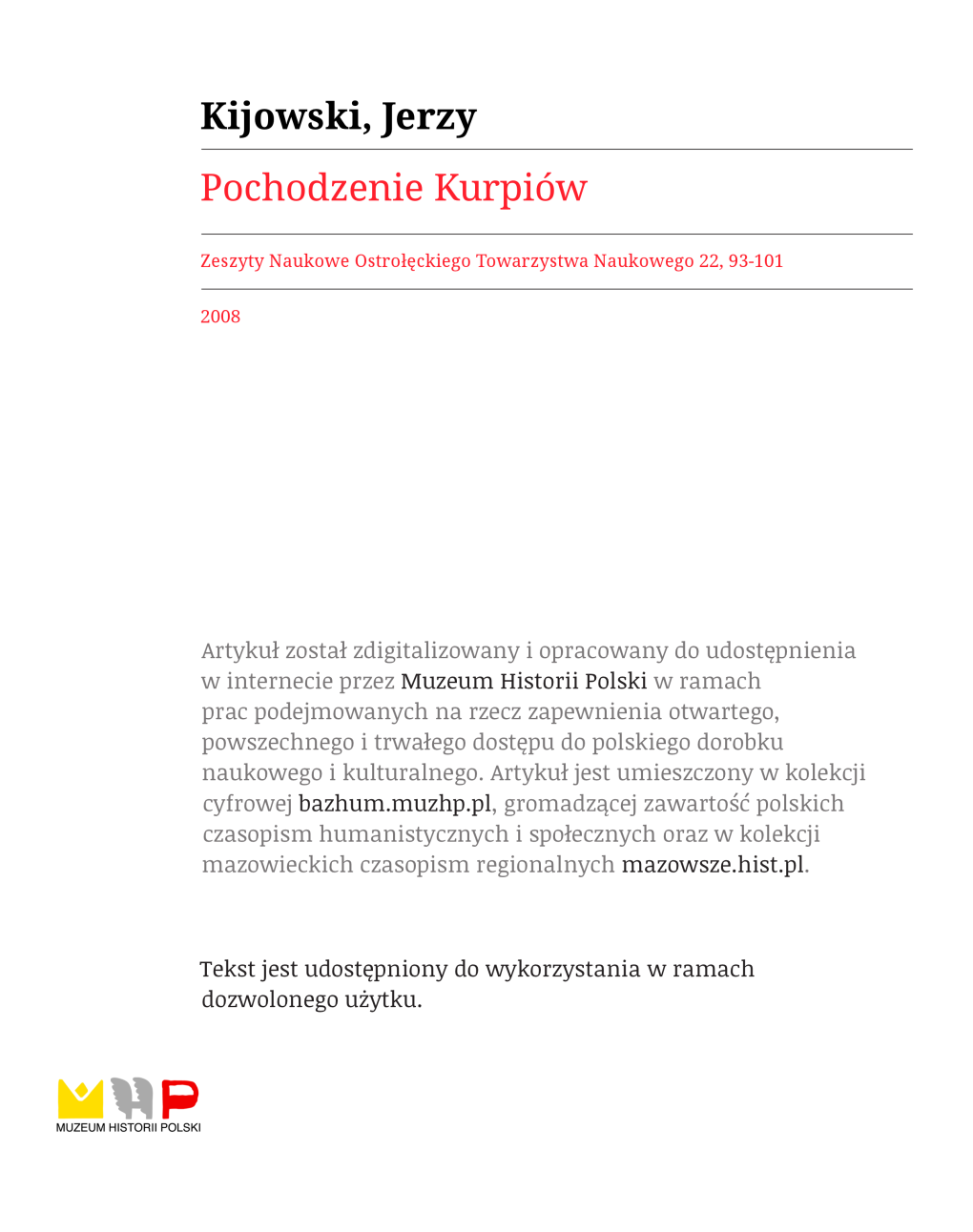 Pochodzenie Kurpiów