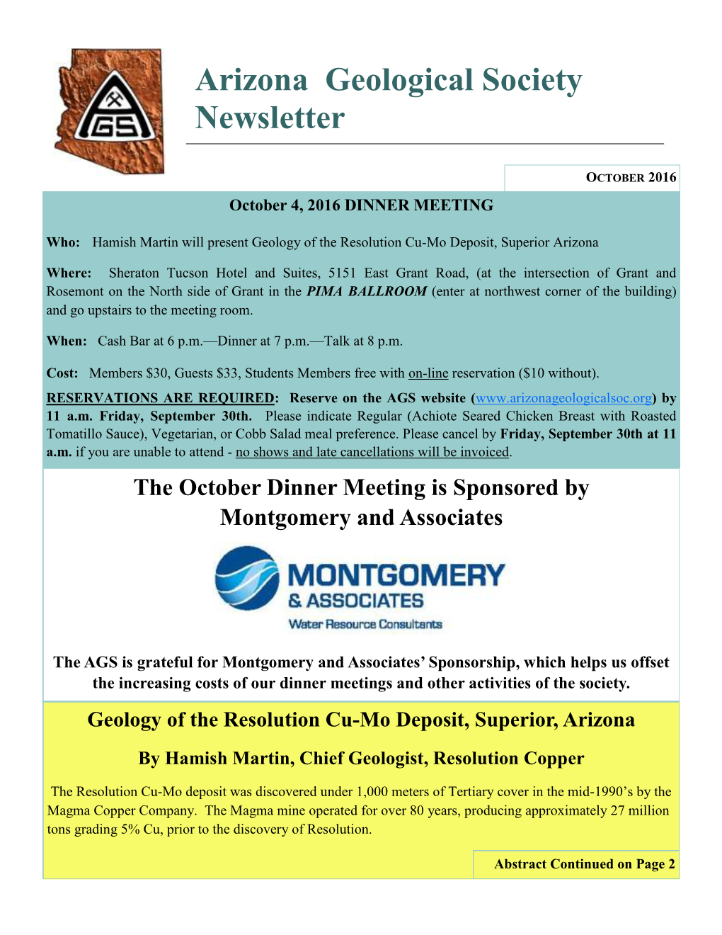 Arizona Geological Society Newsletter