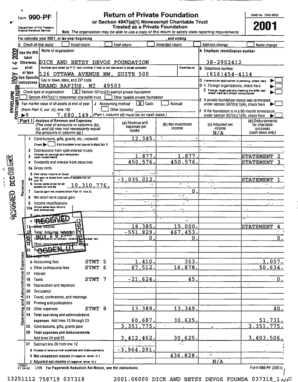 Form 990-PF Return of Private Foundation