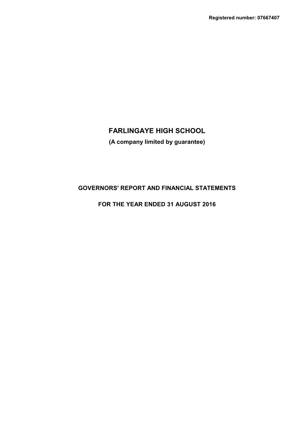 Governors Report and Financial Statement