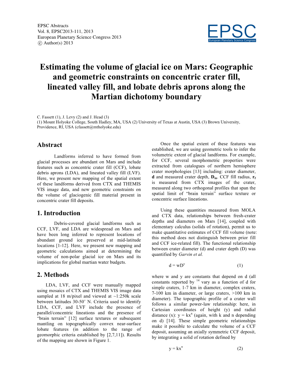 Estimating the Volume of Glacial Ice on Mars