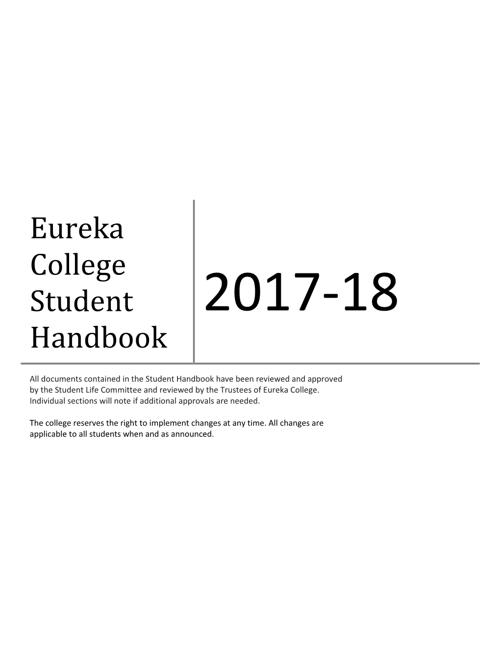 Eureka College Student Handbook 2017-18